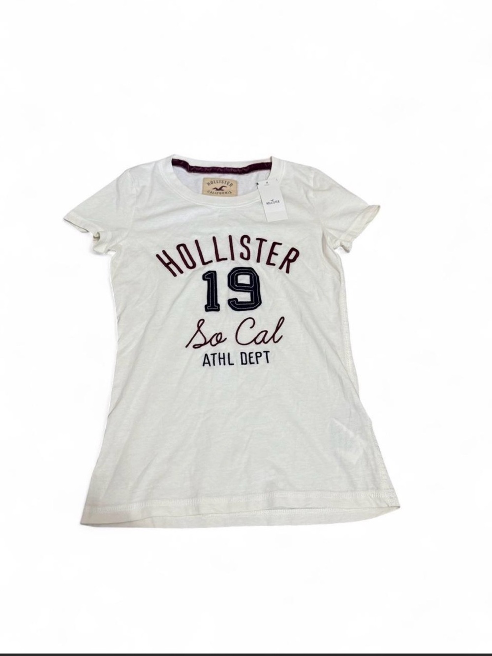 Hollister Off White Tee With Embroidery